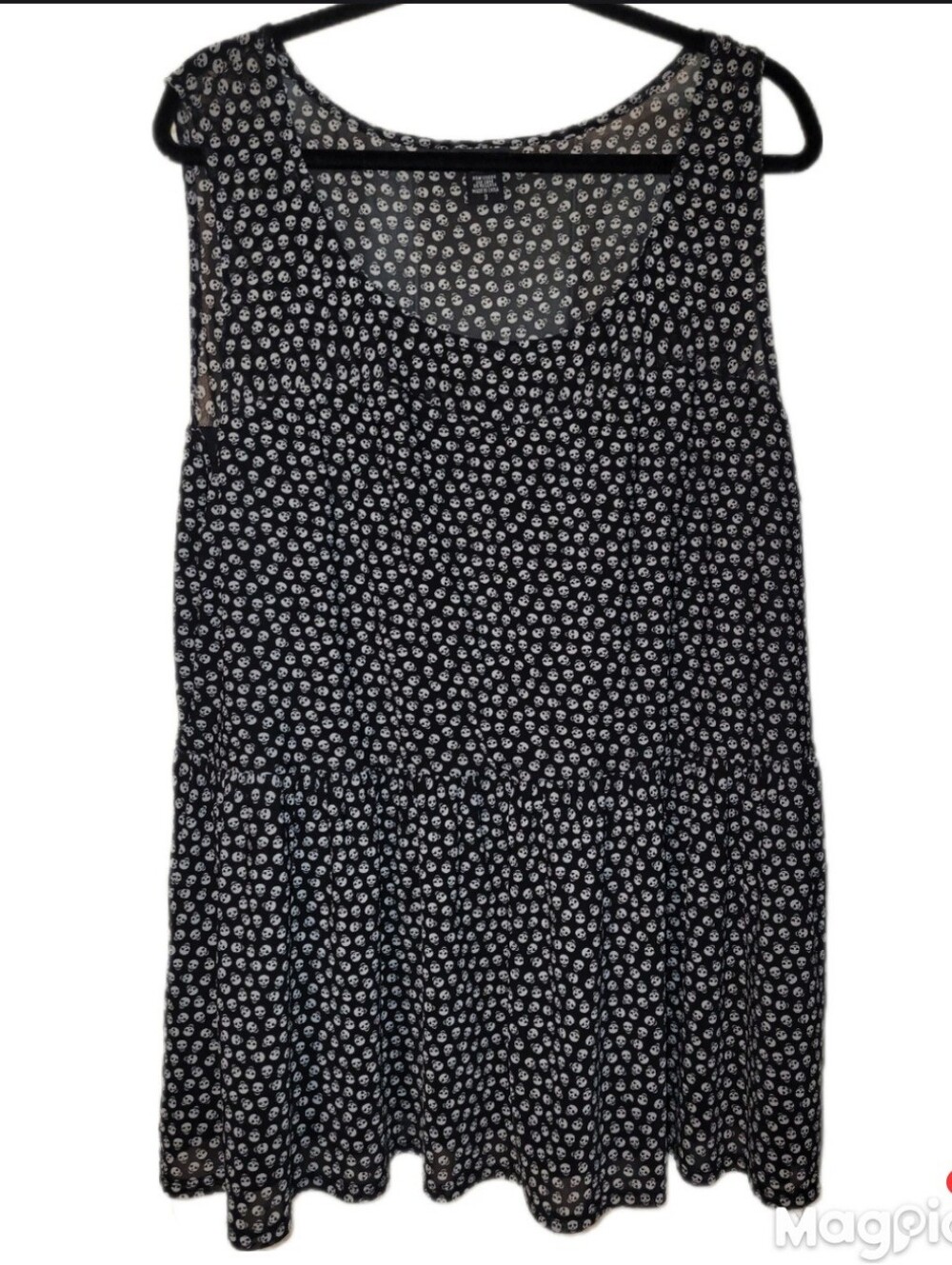 Skull Print Mesh Black Peplum Babydoll Cap Sleeve Torrid Sz 3 Halloween Blouse